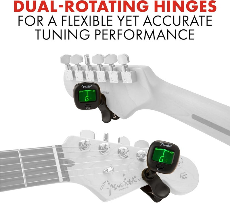 FENDER FT-1 Professional Guitar Tuner Clip On, with 1-Year Warranty, Full-Range Chromatic Guitar Tuner with Dual-Rotating Hinges, A4 Calibration - Image 5